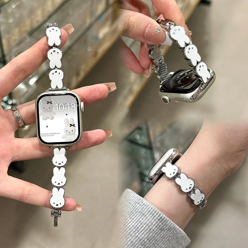 Apple Watch Band - Miffy Rabbit lederen horlogeband voor Apple