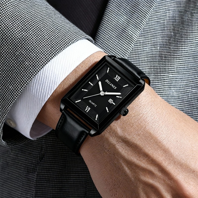 Smartwatch Square Watches For Men - Casual lederen herenhorloges Mode vierkante quartzhorloges