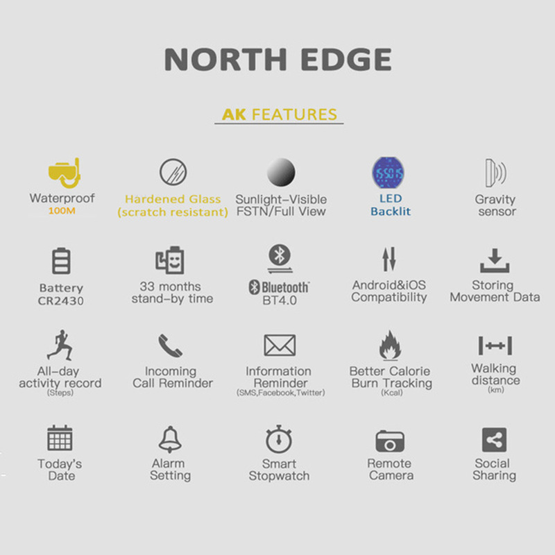 NORTH EDGE AK 100M waterdicht  - Smartwatch Digital Watches For Men recensie en prijs
