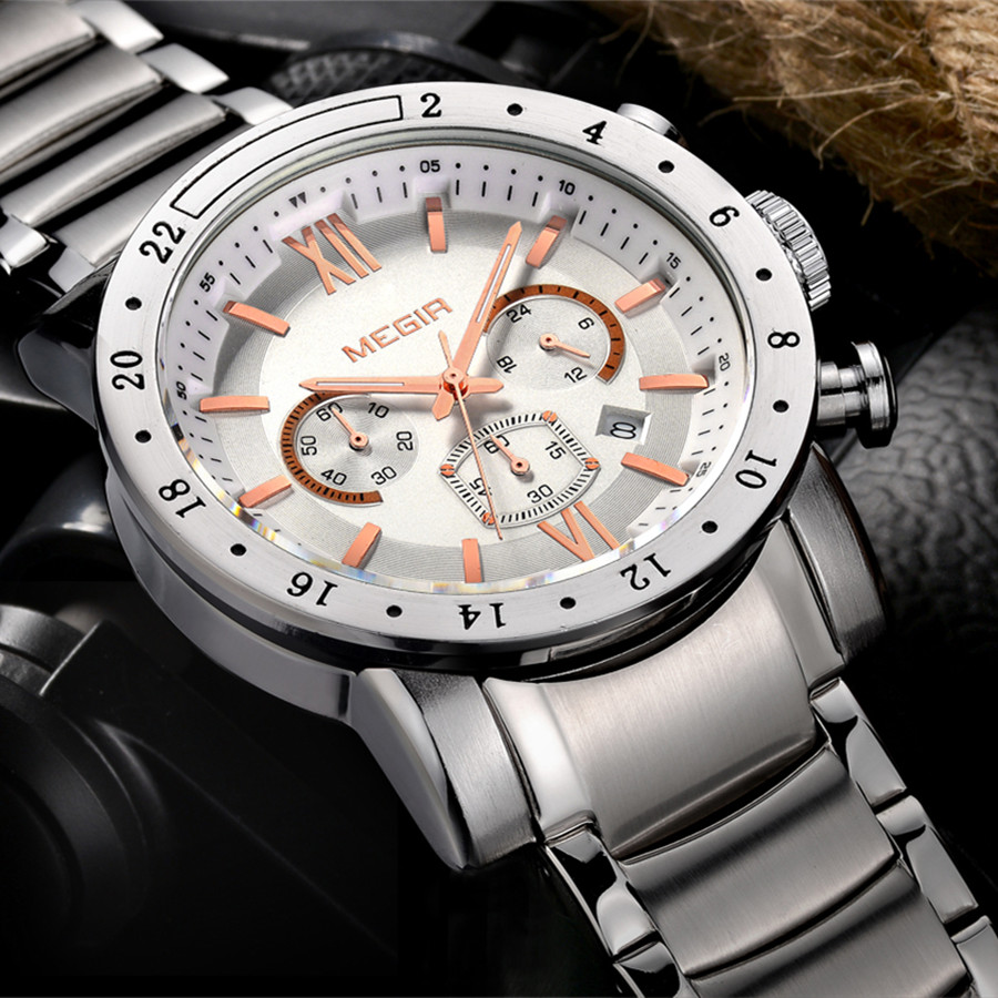 MEGIR roestvrijstalen vrijetij - Smartwatch Digital Watches For Men recensie en prijs