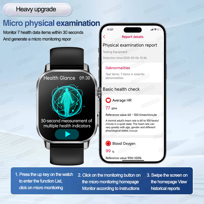 Nieuwe Gezondheidszorg AI Arts - Smartwatch Square Watches For Men recensie en prijs