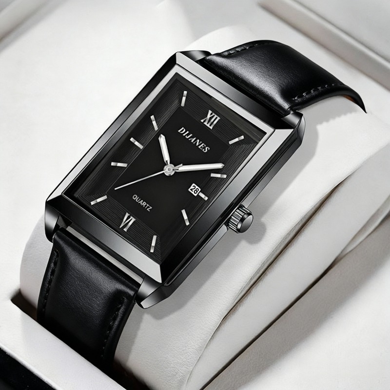 Casual lederen herenhorloges E - Smartwatch Square Watches For Men recensie en prijs