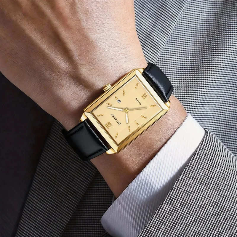 Casual lederen herenhorloges E - Smartwatch Square Watches For Men recensie en prijs